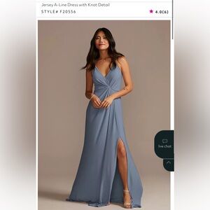 David's Bridal Blue Maxi Dress with Knot